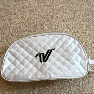 Varsity White Quilted Cosmetic Bag